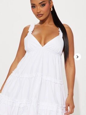 Fashion Nova White Ruffle Tiered Swim Coverup